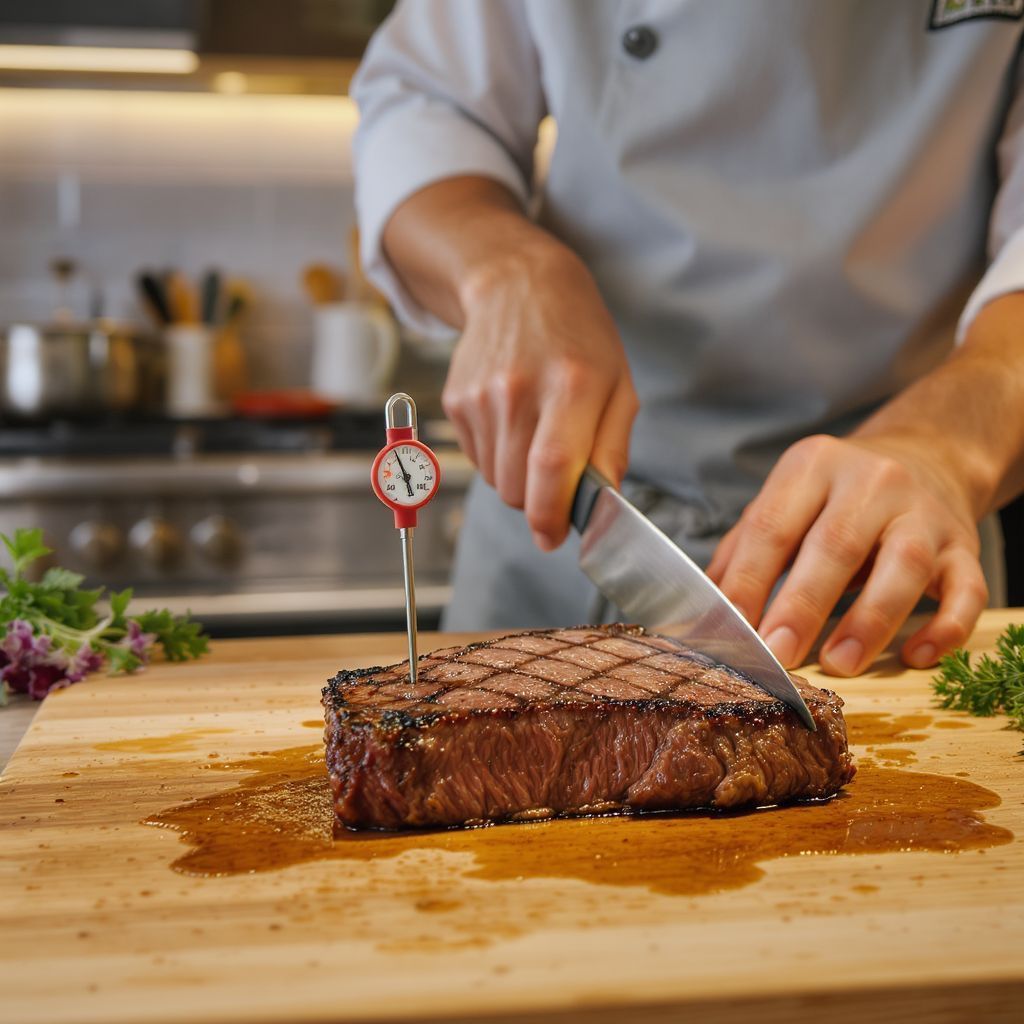 A maghőmérséklet biztosítja a steak tökéletes állagát.