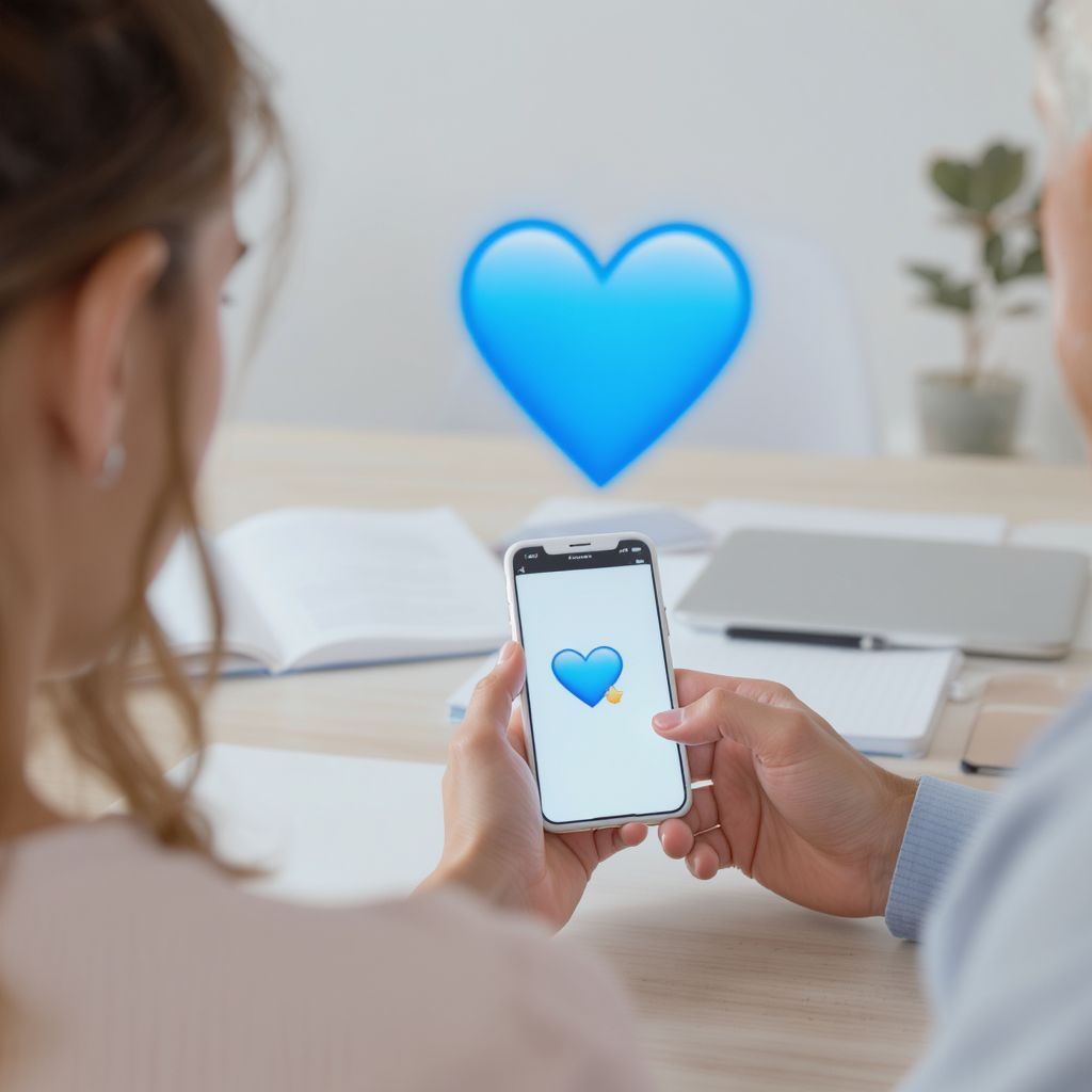 A kék szív emoji a barátság és támogatás szimbóluma.