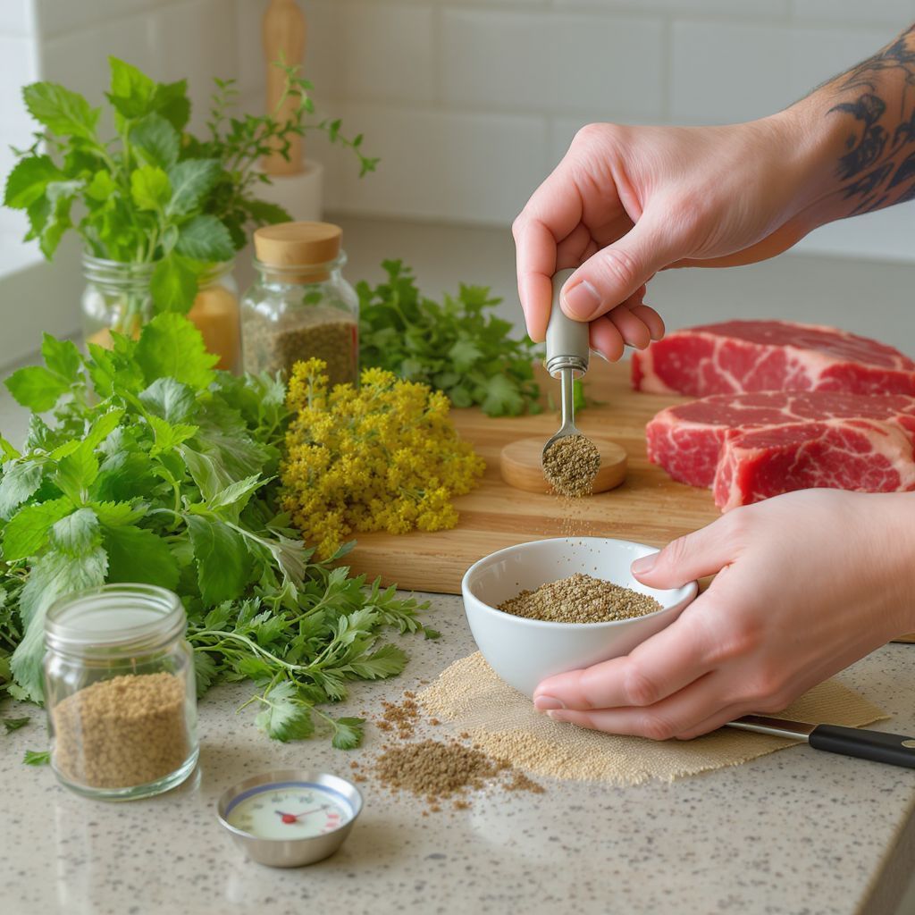 A megfelelő fűszerezés kiemeli a marha hús ízét.