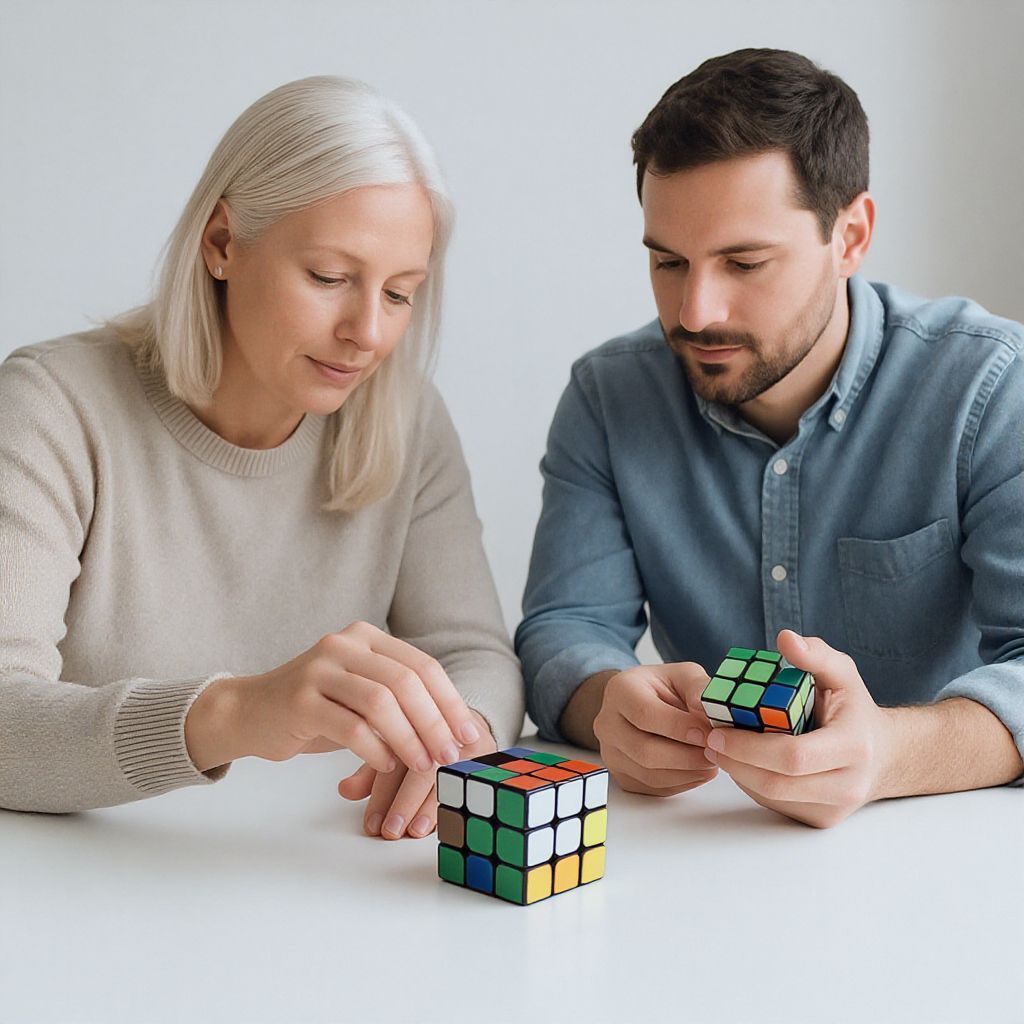 A fehér sarkok helyezése a kocka stabilitását növeli.