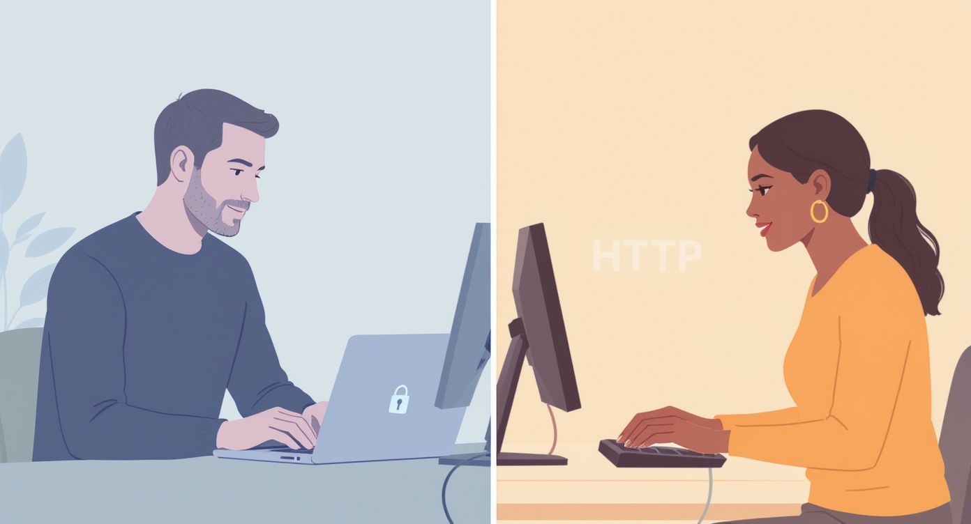 A HTTPS biztonságosabb, ha érzékeny adatokat kezelsz.