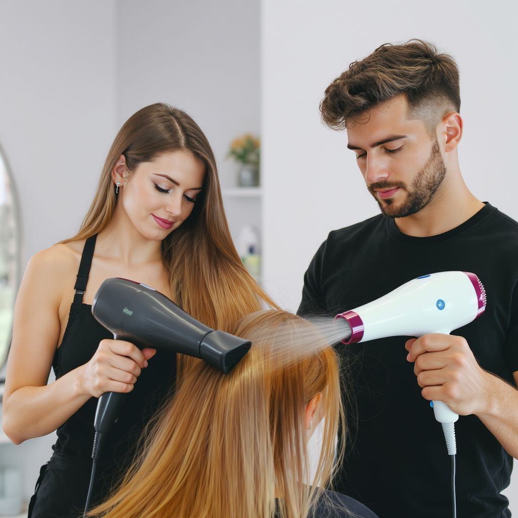 Ionos hajszárítók csökkentik a haj kártételét és statikus elektromosságát.