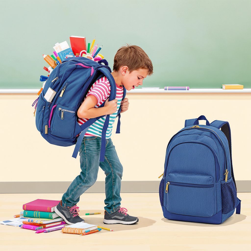 A túlsúlyos táska gerincproblémákat okozhat a gyermekeknél.