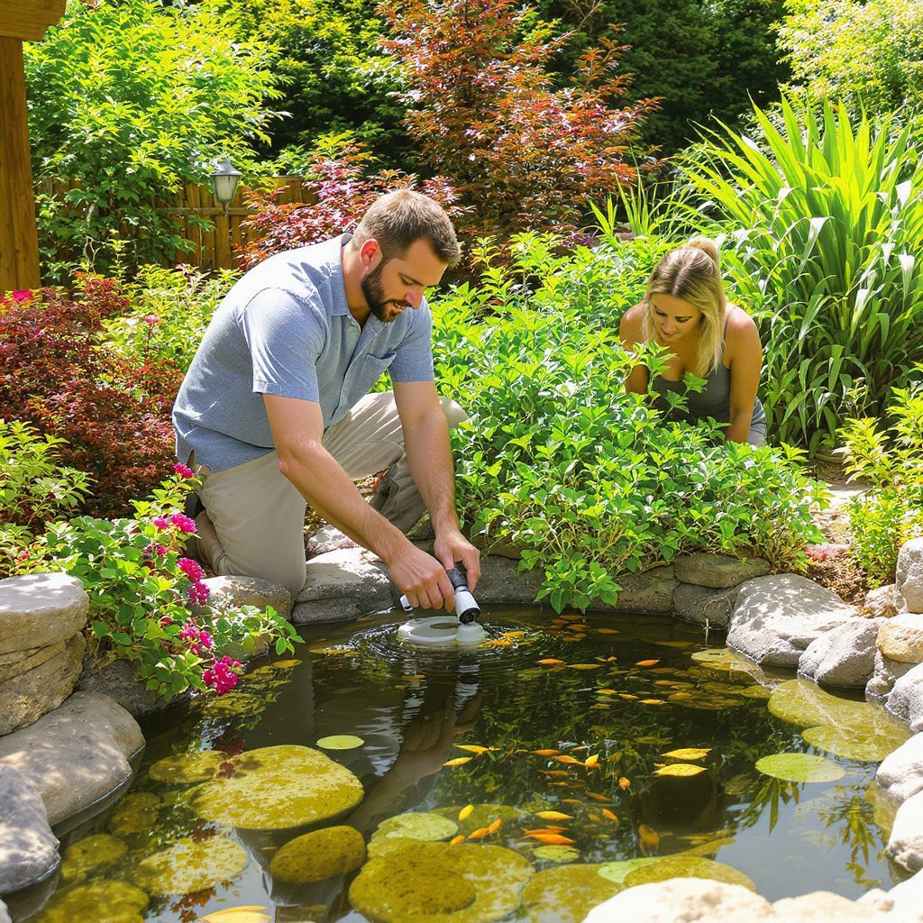 A tó vízminősége kulcsfontosságú a növények és halak számára.