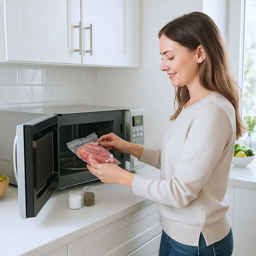 A mikróval kiolvasztott hús textúrája néha változik.