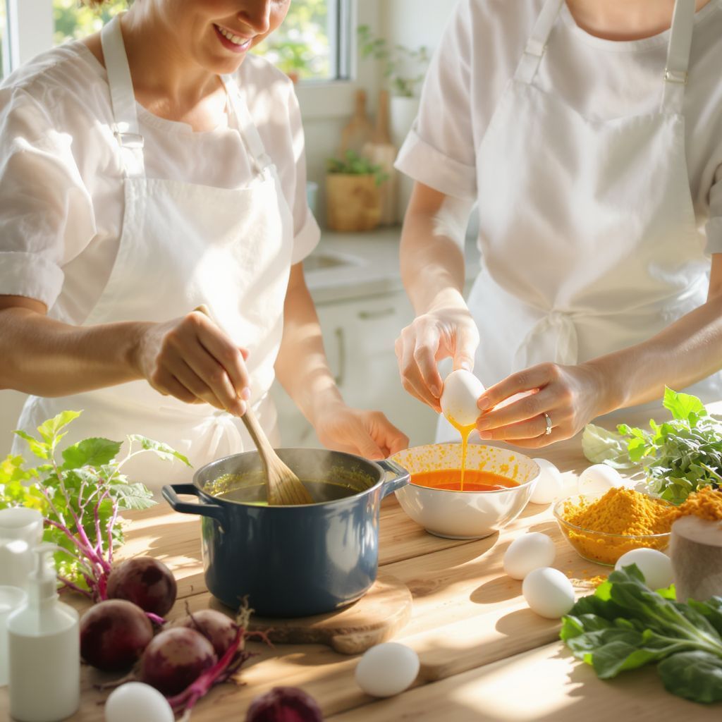Növényi anyagokkal színes tojások készíthetők házilag.