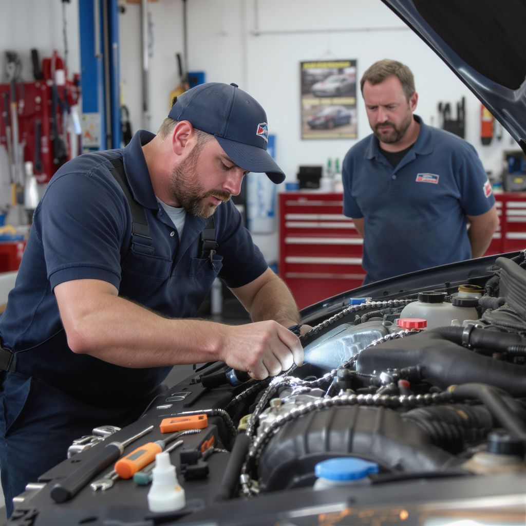 A szerelő a diagnosztikai eszközöket használ a hiba feltárásához.
