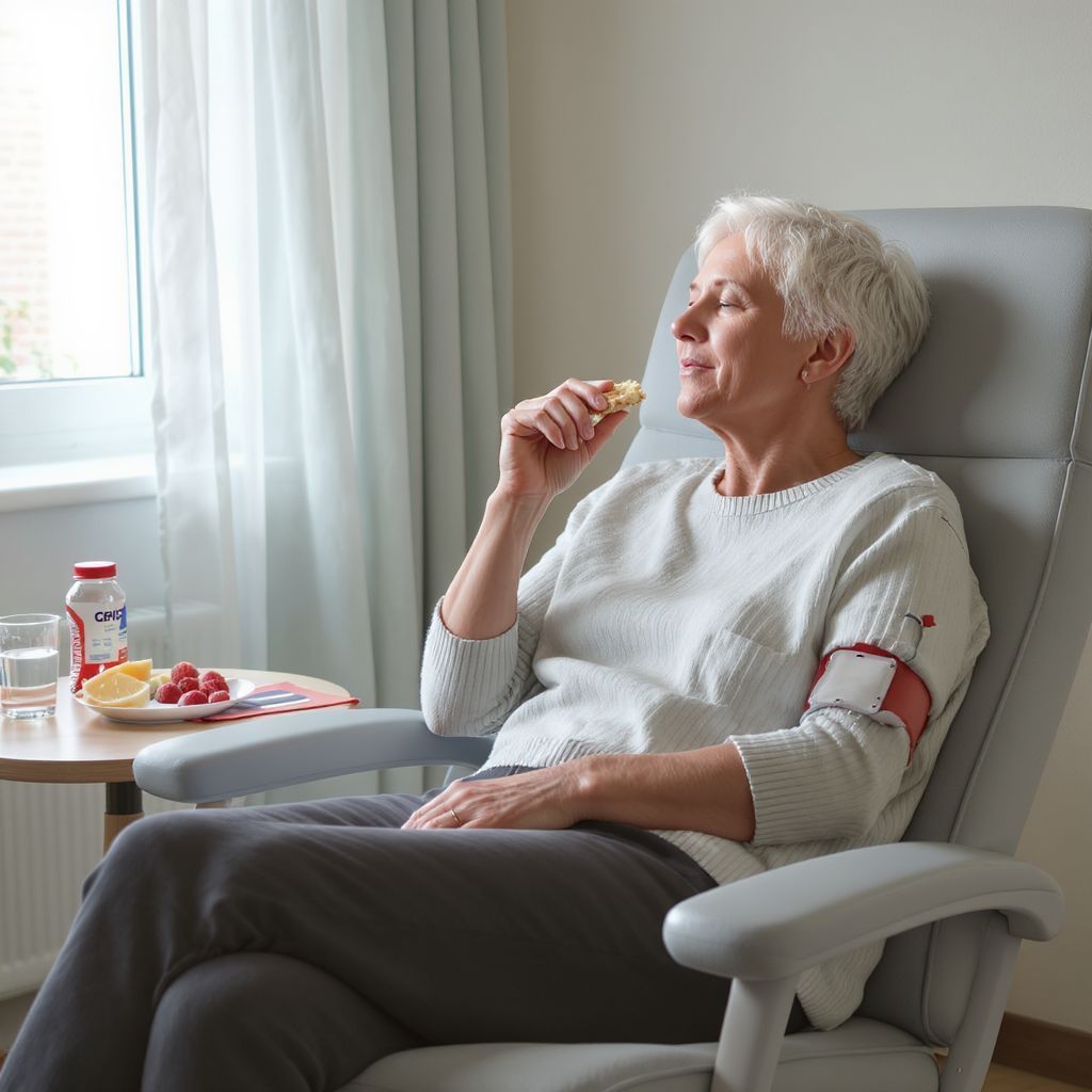 A véradás után pihenés és folyadékfogyasztás ajánlott.