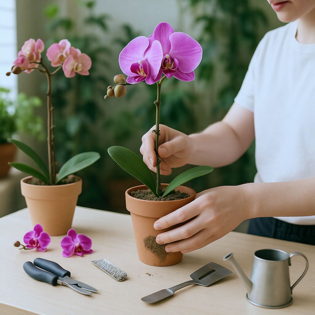 Az átültetéshez használj steril eszközöket a gyökerek védelmére.