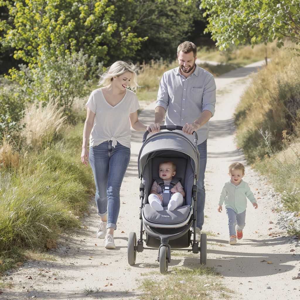 A babakocsi terep-kompatibilitása segít a szabadban való közlekedésben.