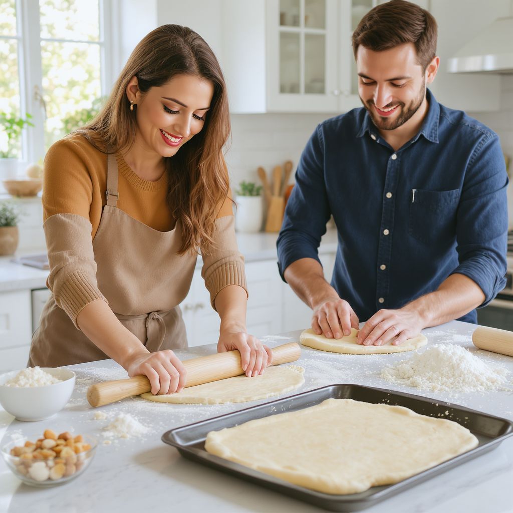 A sima tésztához alaposan gyúrjunk, hogy elkerüljük a repedéseket.