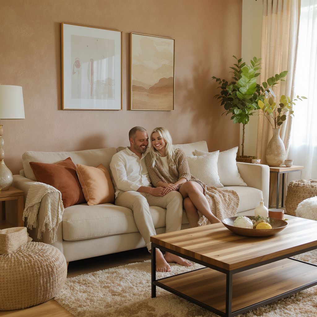 Az anyagok változatossága melegséget és karaktert ad a térnek.