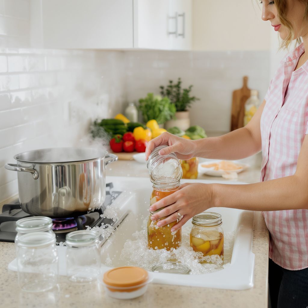 Az üvegek sterilizálása elengedhetetlen a tartósítás sikeréhez.