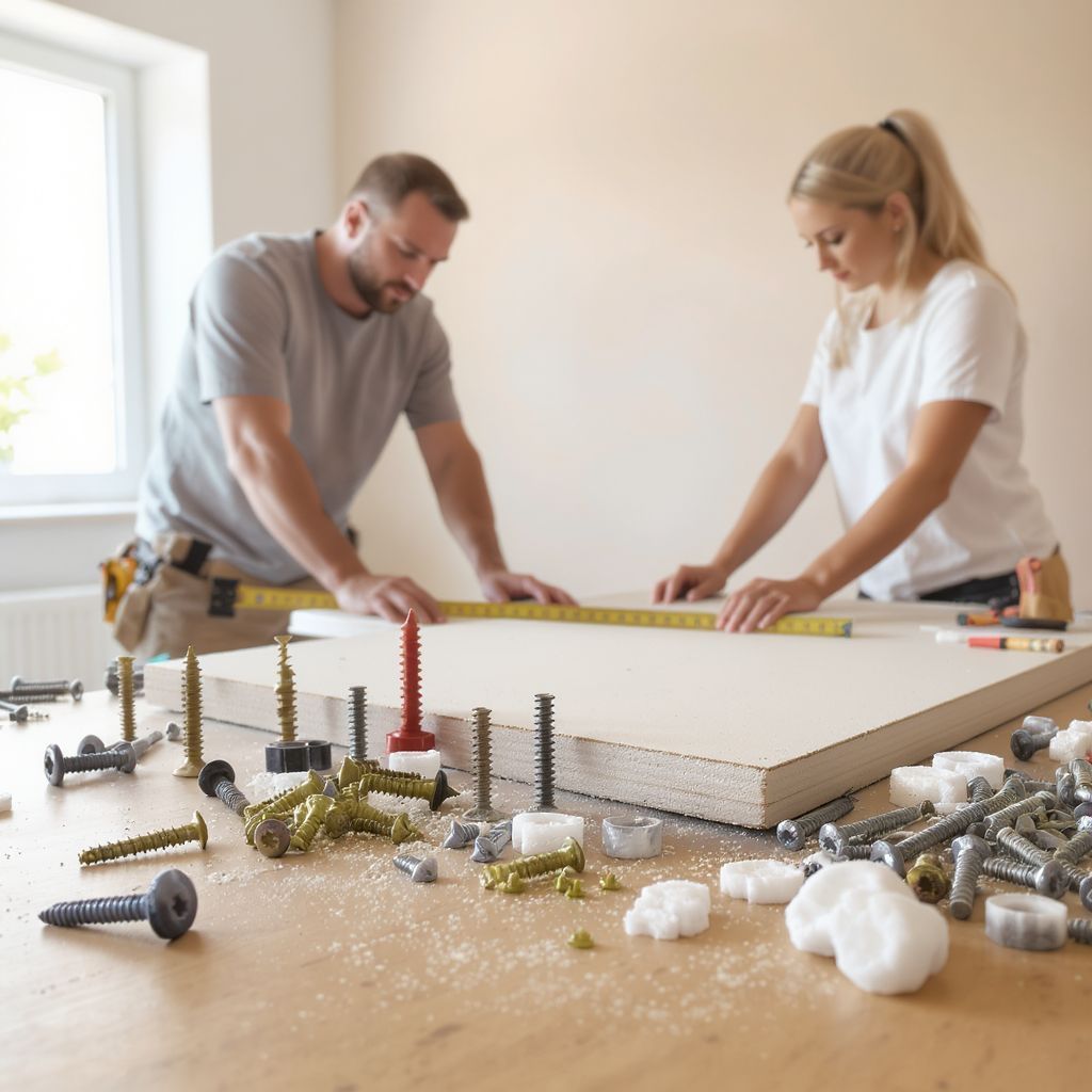 A rögzítőelemek biztosítják a gipszkarton stabilitását.