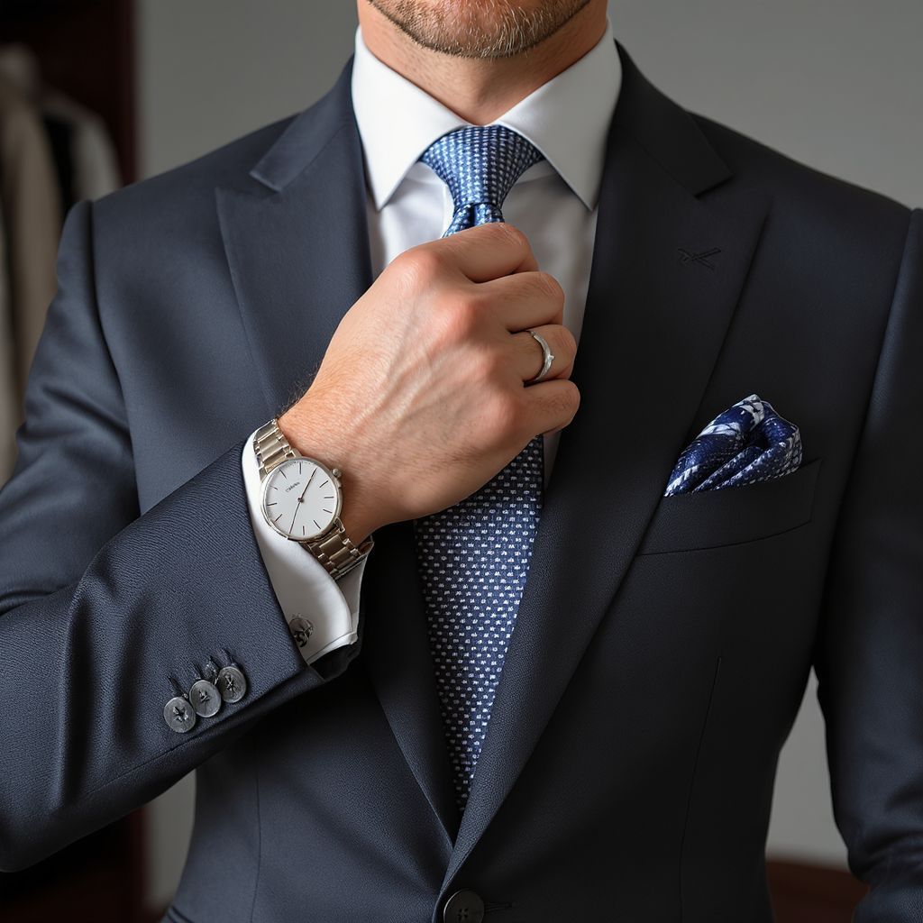 A Windsor csomó eleganciáját kiemelik a sötét stílusú mellények.