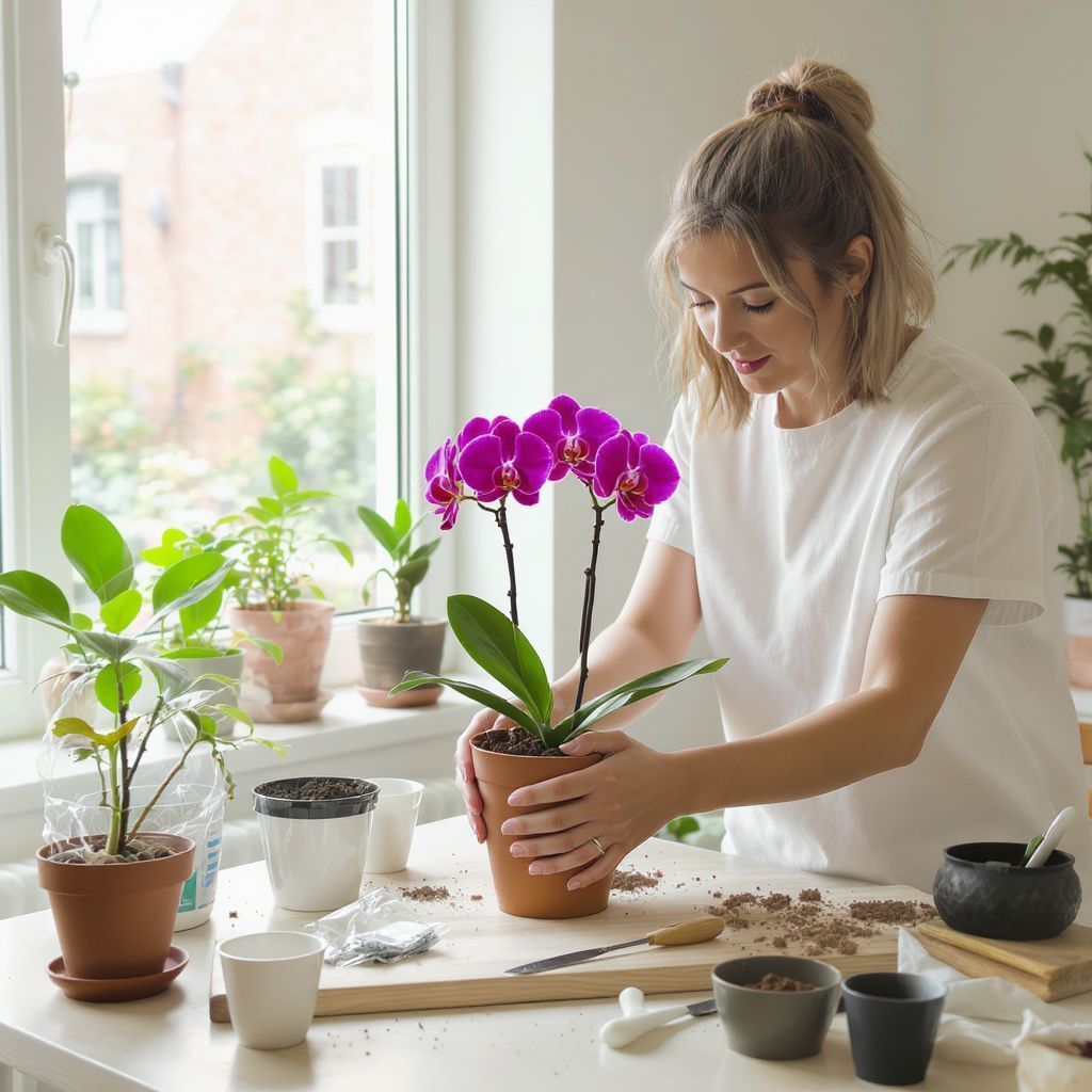 Az orchidea átültetése tavasszal ideális a növekedéshez.