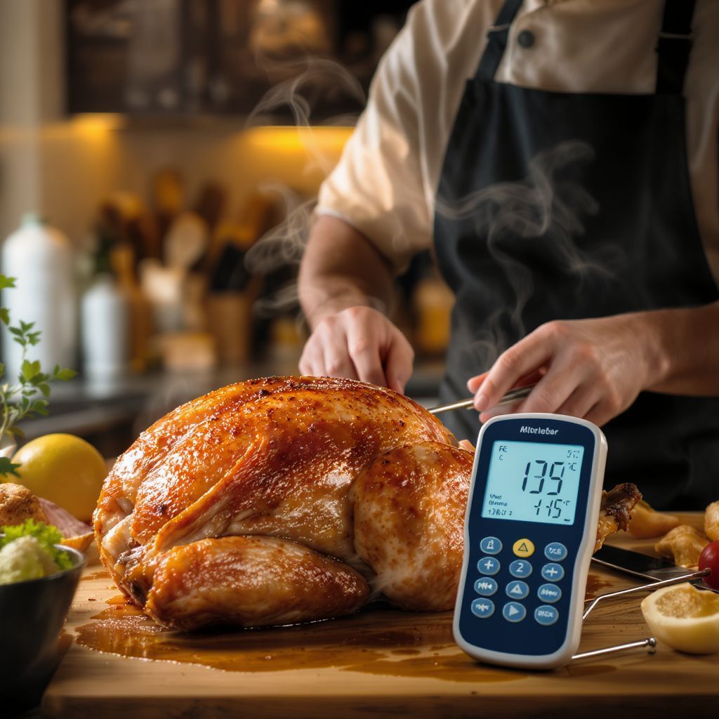 Pulykasütésnél a belső hőmérséklet kulcsfontosságú a szaftossághoz.